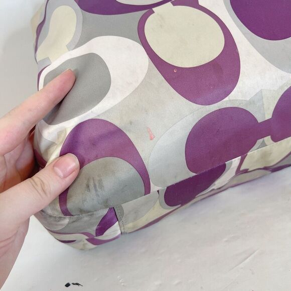 Coach y2k Vintage Signature Soho Satin Scarf Print Purple Silver Monogram Bag - Picture 7 of 10